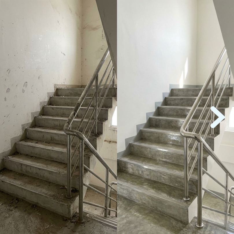 Prima e dopo pulizia condominiale